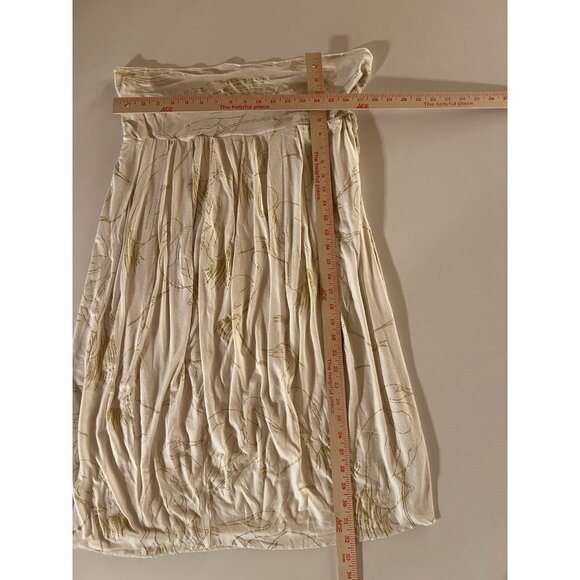 Vintage Y2K Rachel Pally cream gold foil cranes nature grecian strapless dress M - Picture 9 of 12